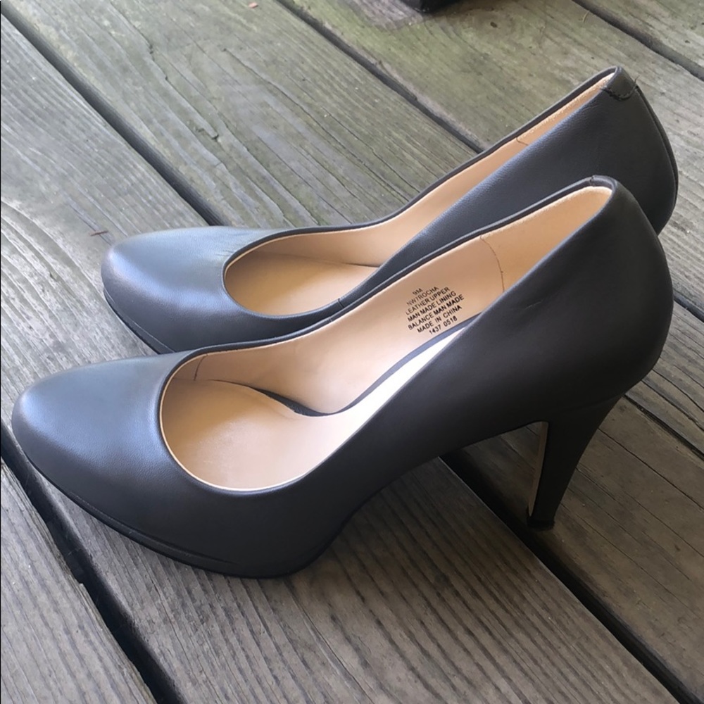 Nine West gray leather heels